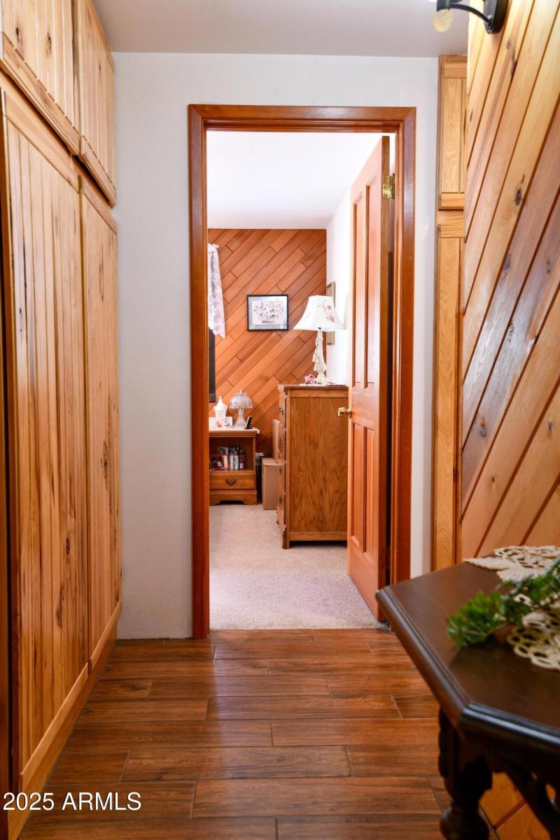 Hallway with cabinets