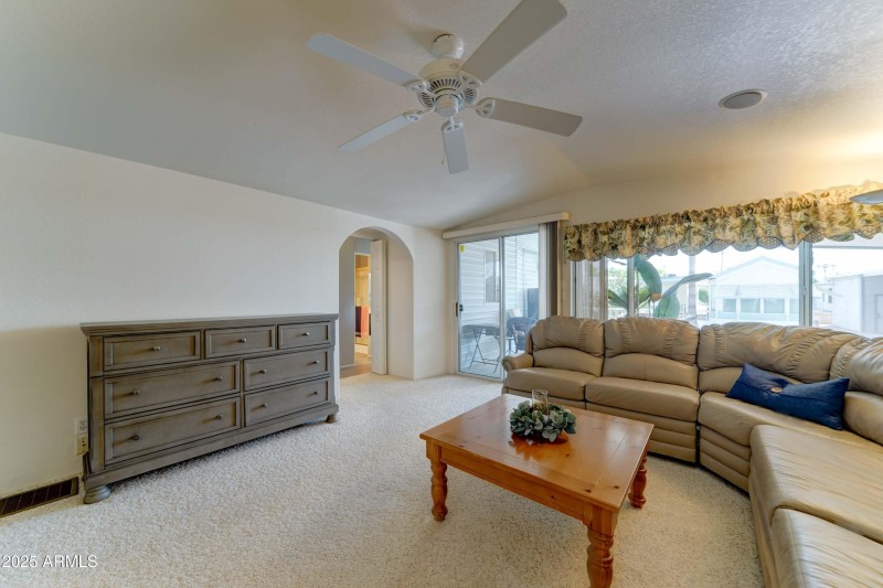Patio entrance and archway into main hom