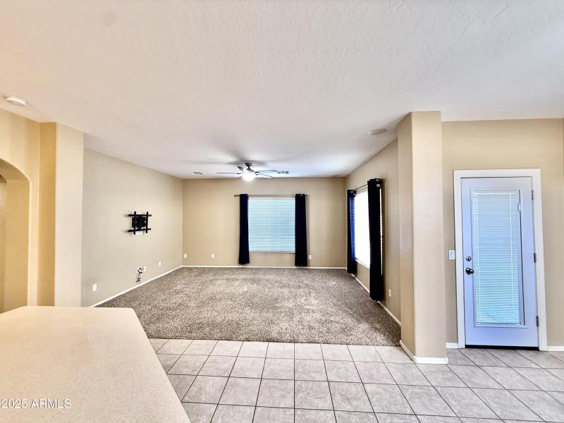 View to Family Room + Patio Door Entry