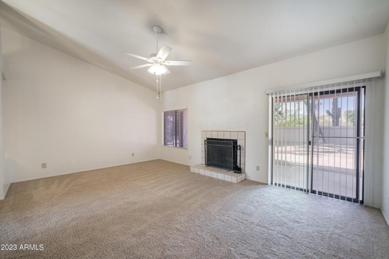 Vaulted Ceilings & Wood Fireplace
