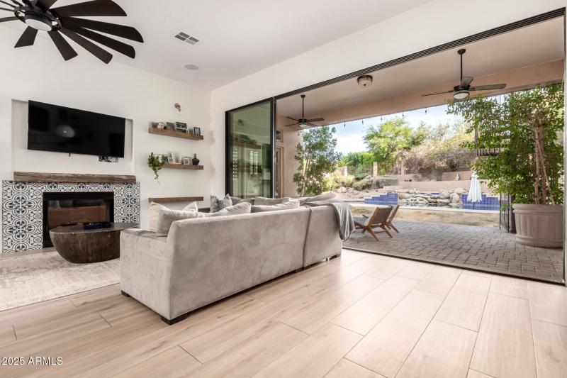 Accordian sliding door to back