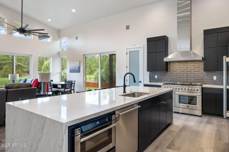 Large open kitchen with large island