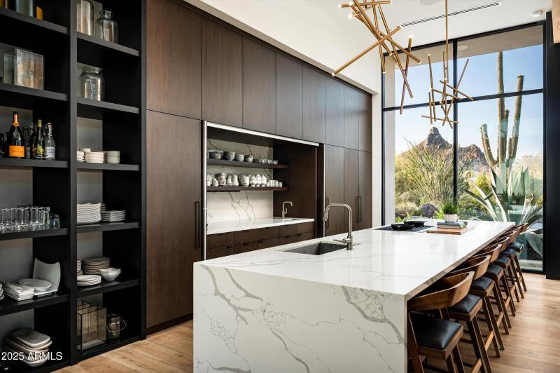 Modern kitchen with pocket doors