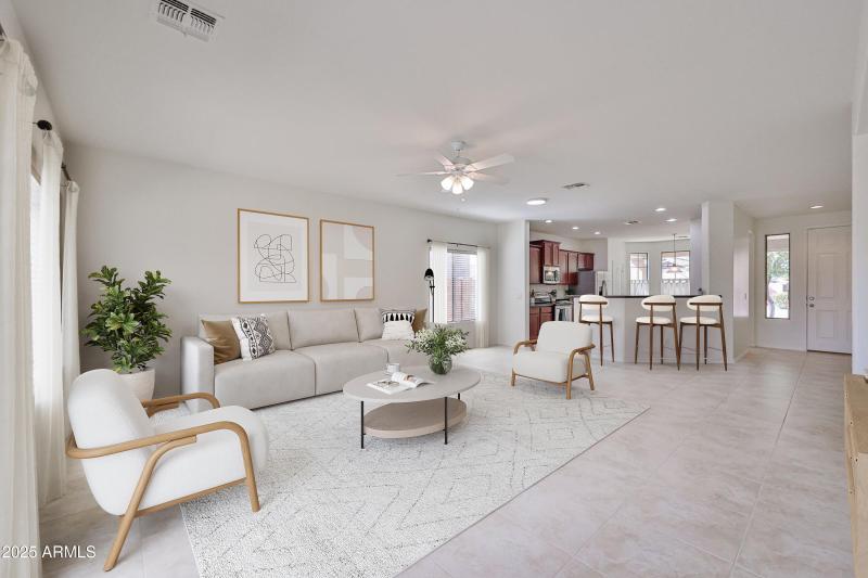 Great room virtually staged