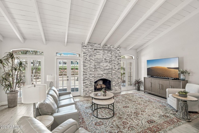 Family room with Vaulted Ceilings