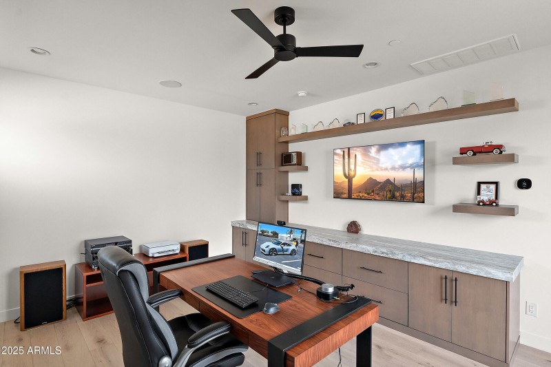 Office w/sliding doors to backyard