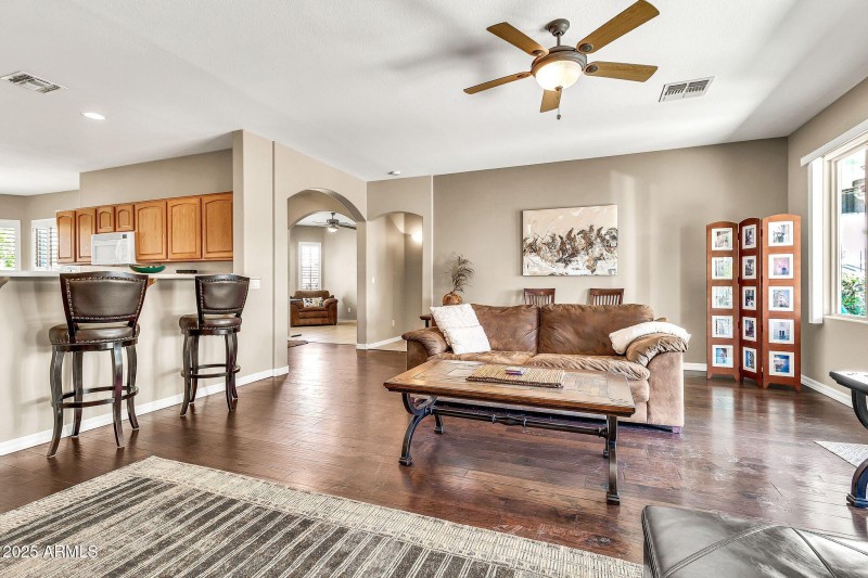 Great room with wood floors