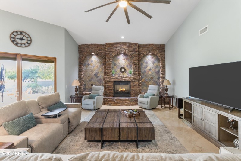 Gorgeous Stone Wall w/Fireplace