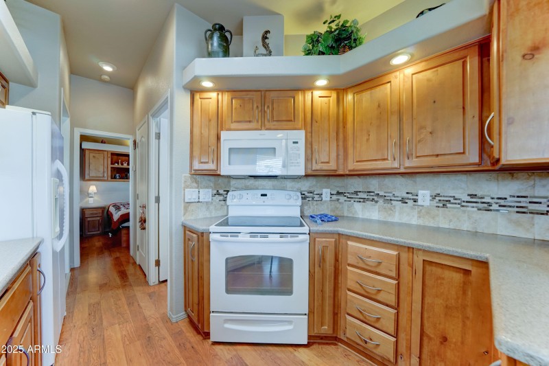 Cherry wood cabinets throughout the home