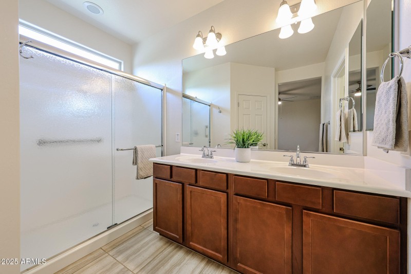Double Sinks and Large Walk-in Shower
