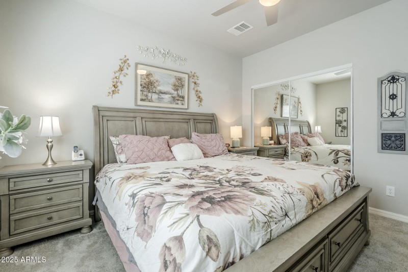 Oversized primary bedroom with king bed