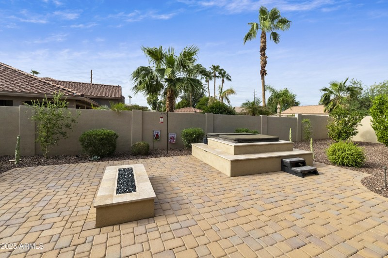 Paver patio with Fire pit and hot tub