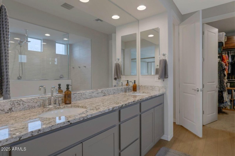 Primary bathroom dual sinks