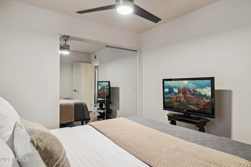 Notice mirrored Closet Doors