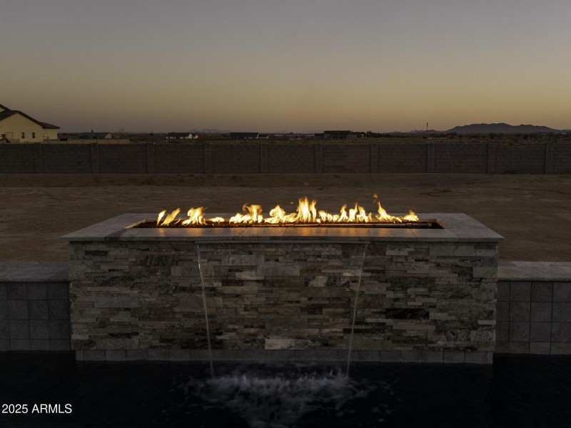 UAS Twilight Pool Flames Close