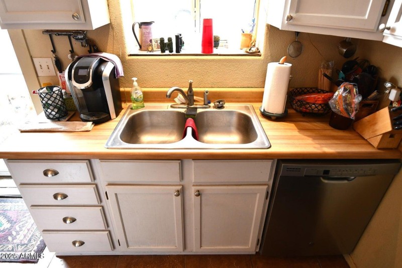 upated kitchen with butcher block