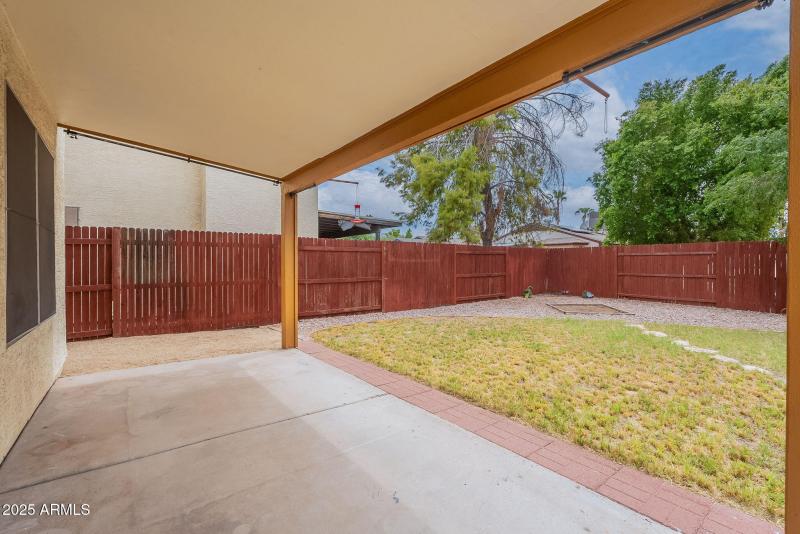 Back covered patio and yard