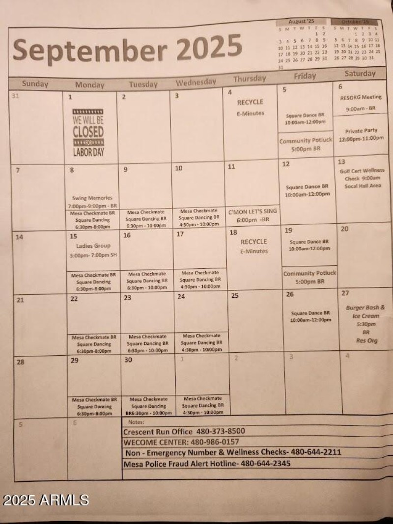 Sept 2025 Activities