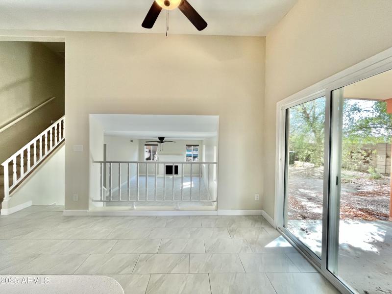 Eat-in kitchen overlooks family room