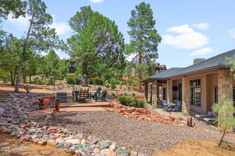 back toward elevated patio to birm