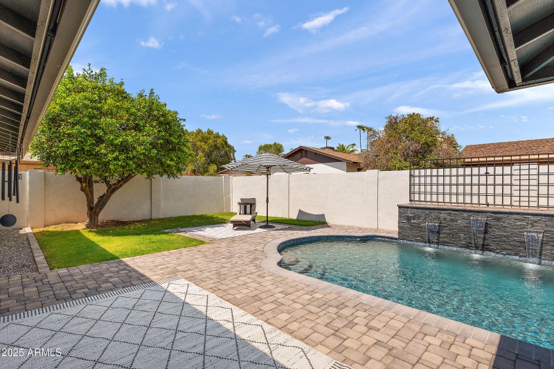 POOL, PAVERS & WATERFALL/PLANTER