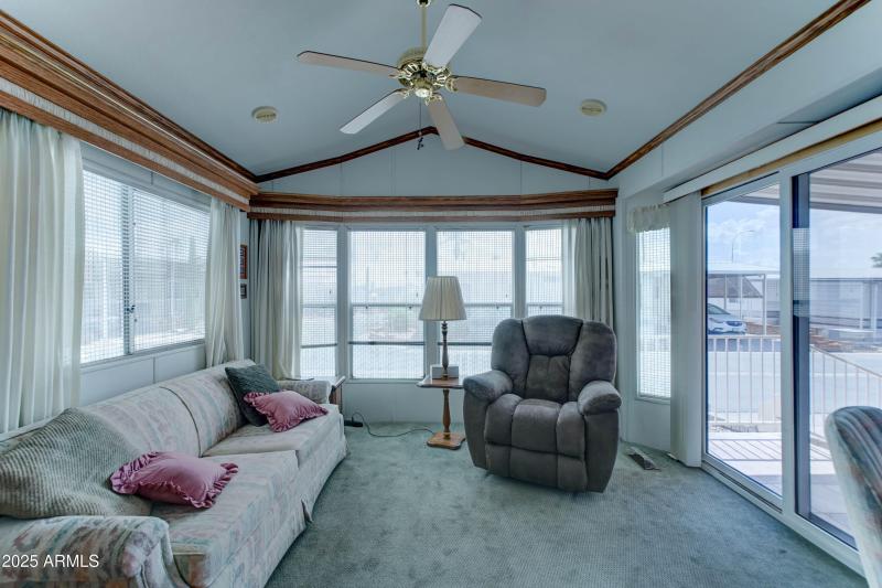 vaulted ceilings and many windows