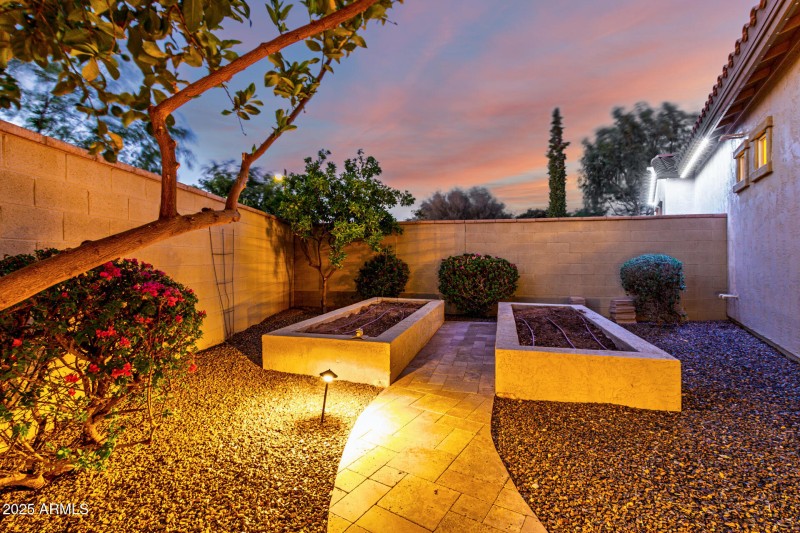 Side yard with Planters