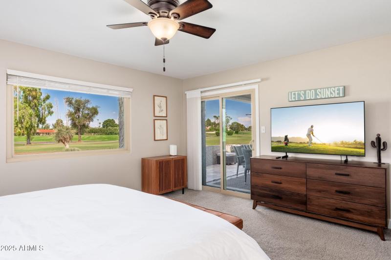 Primary Suite - Patio Access, TV & View