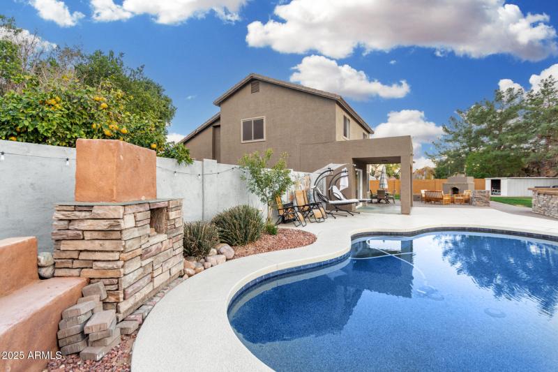 Pool with Fireplace View