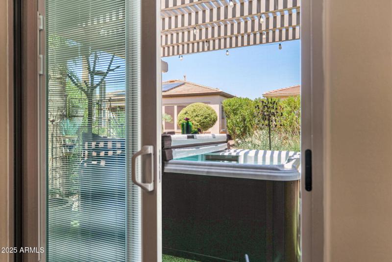 Sliding Door To Pergola and Hot Tub