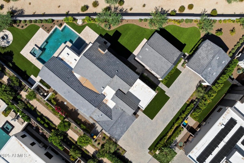 aerial view of the 3 structures