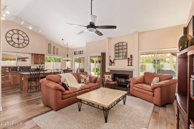 Living area looking into kitchen