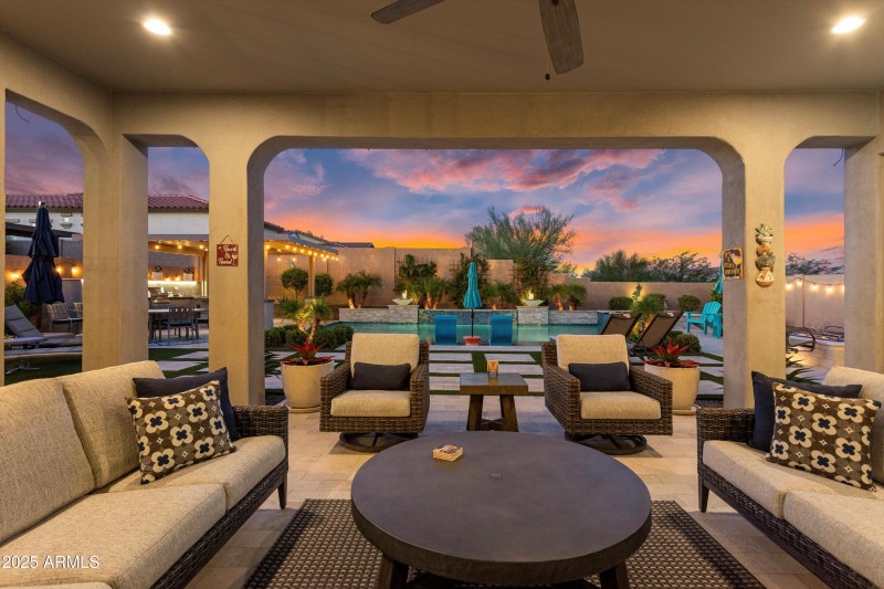 Covered Rear Patio at Twilight