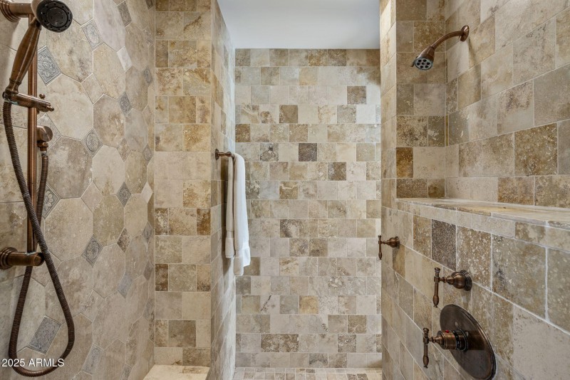 Dual head walk-through shower