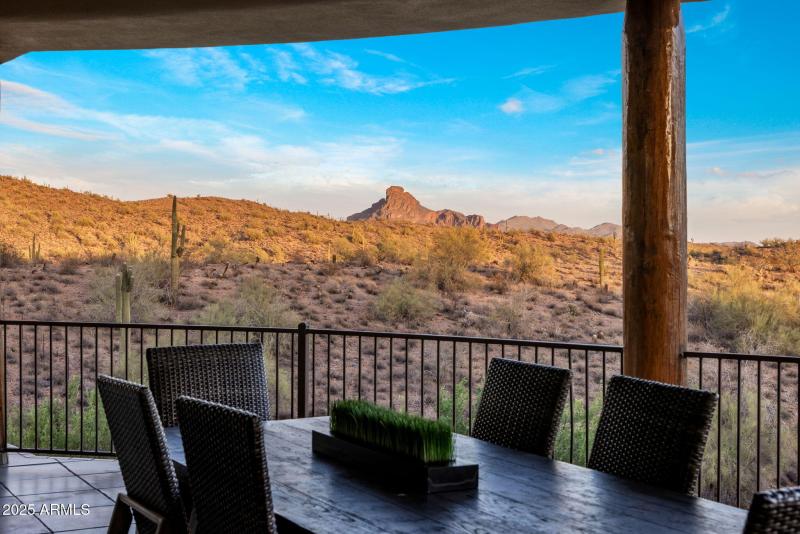 Sunset view from patio dining area