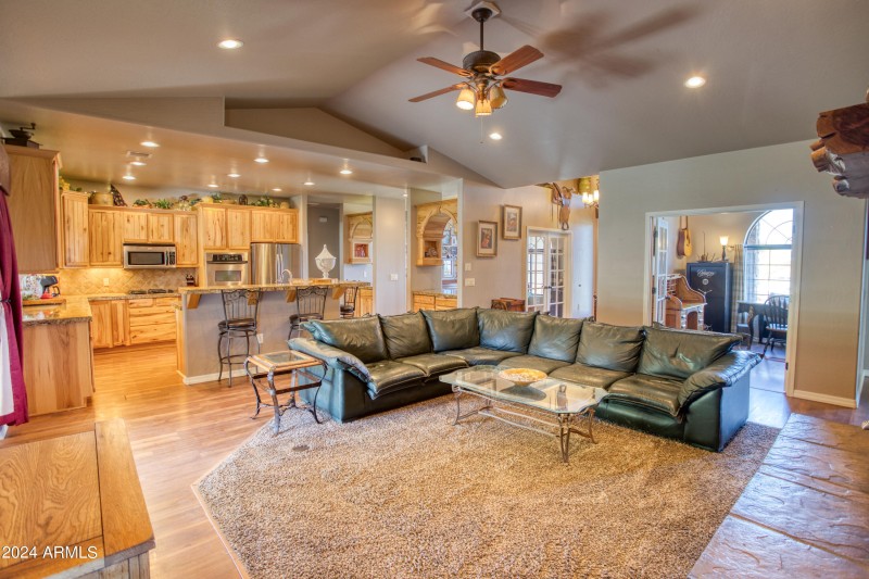 great room opens to kitchen