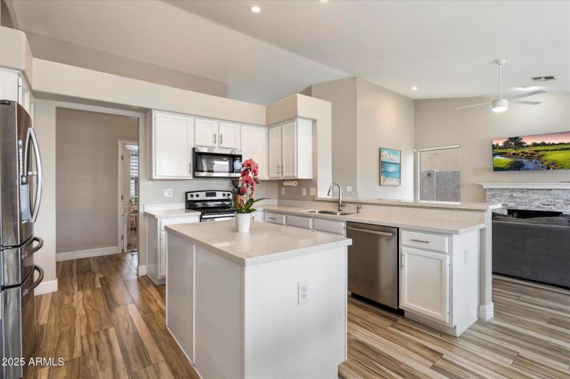 Stainless Steel Appliances + Island