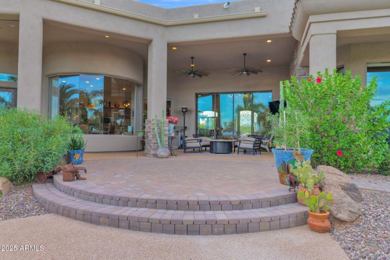 Multiple seating areas backyard