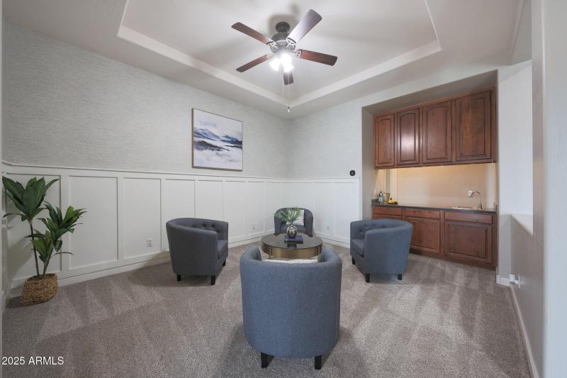 Bar and sink in entertaining flex space