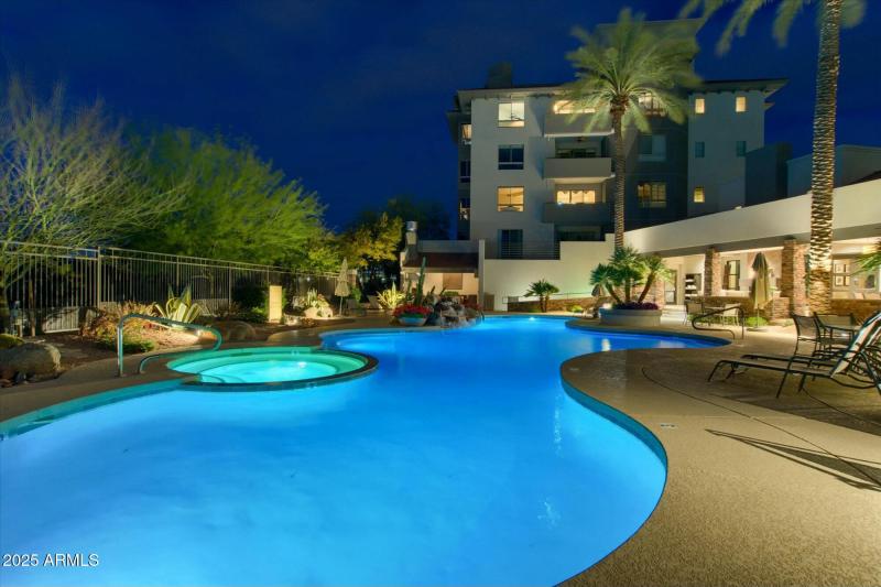 Pool and spa at night!