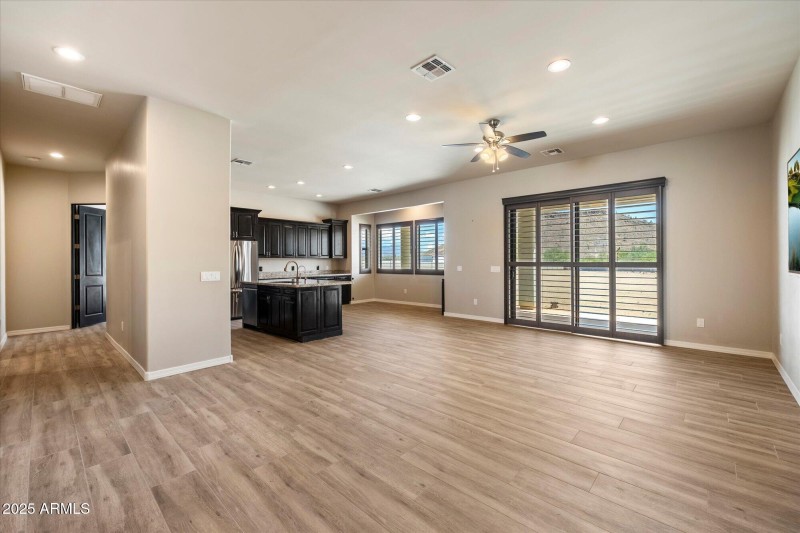 Great room dining and kitchen