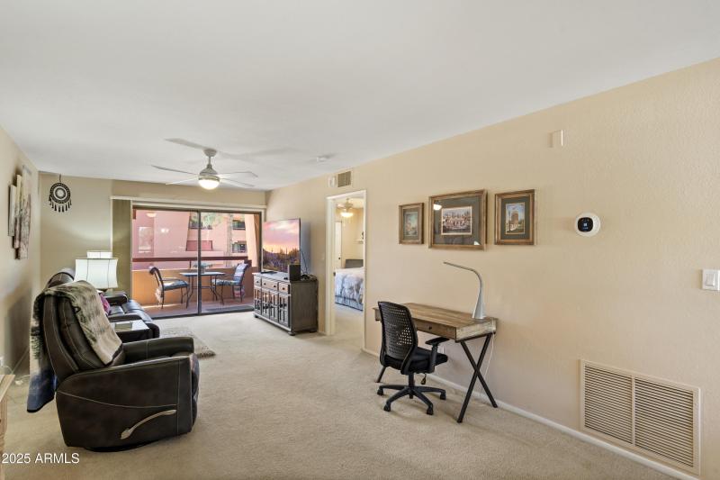 Living room w/ work desk