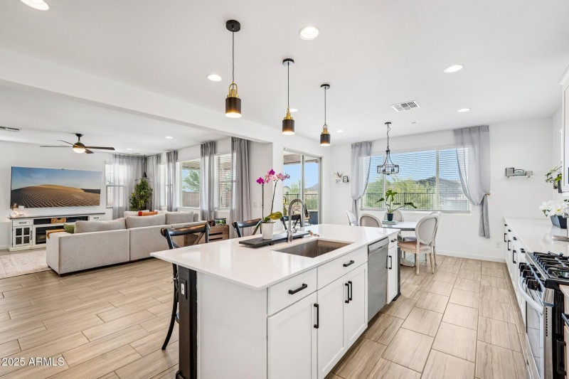 Kitchen Island and Great Room