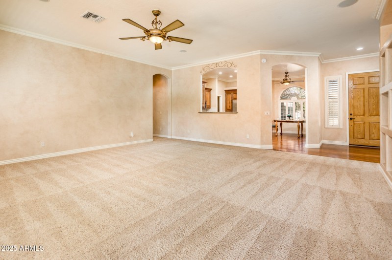 View from French Doors towards kitchen