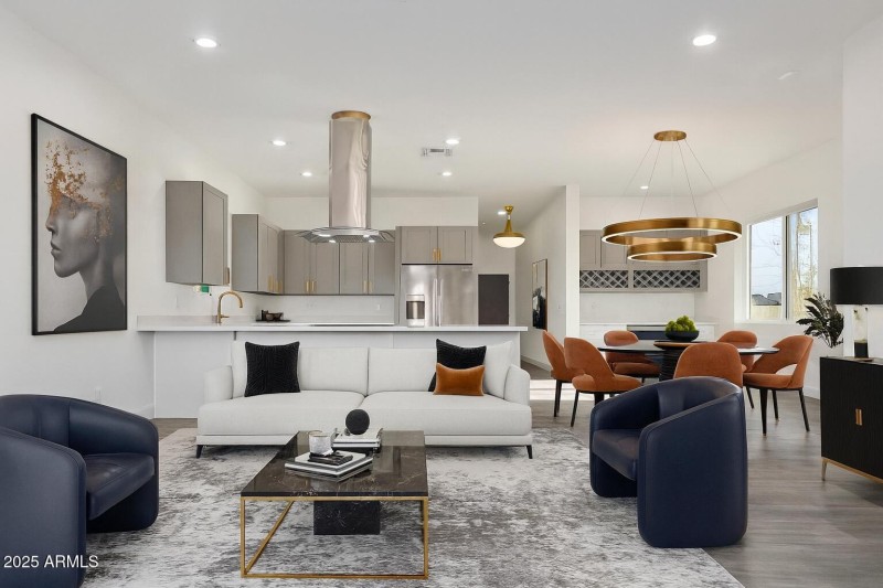 living room virtually staged