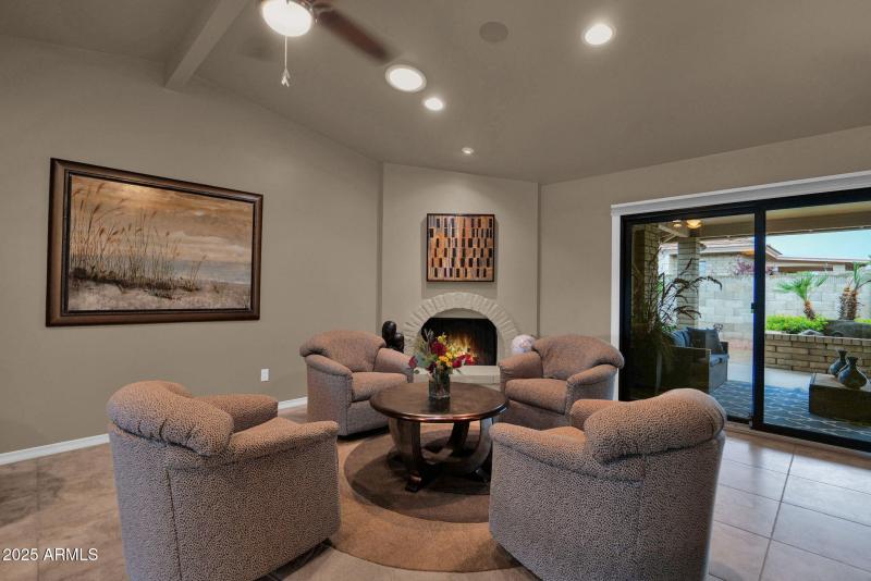 Living room cozy fireplace