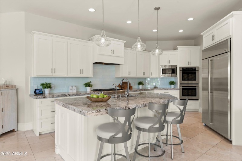 Large kitchen with seating at island