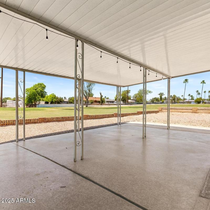 Covered Patio with Suburban View