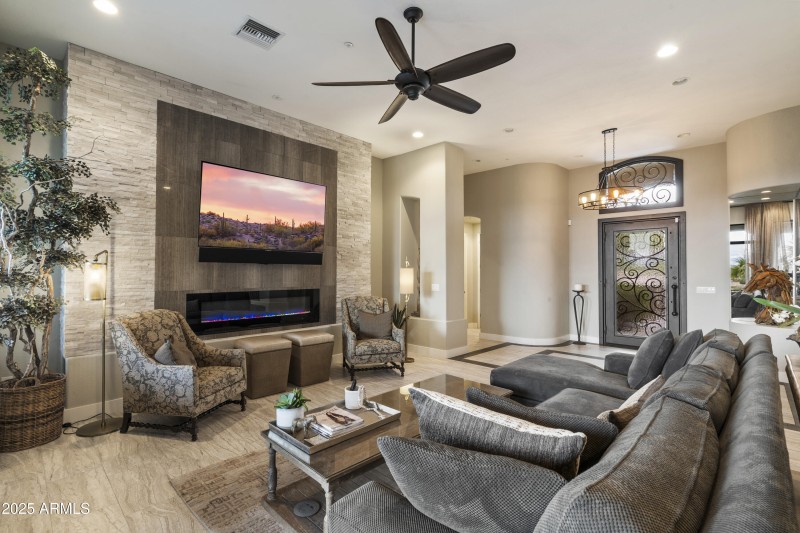 Media wall and electric fireplace