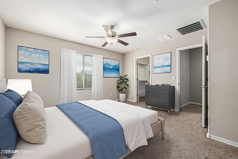 Viirtually staged primary bedroom